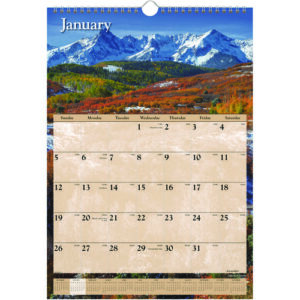 Scenic Monthly Wall Calendar, Landscape Photography, 12 x 17, White/Multicolor Sheets, 12-Month (Jan to Dec): 2025