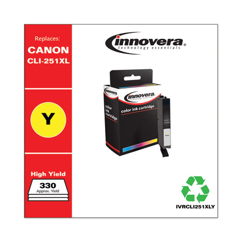 Remanufactured Yellow High-Yield Ink, Replacement for CLI-251XL (6451B001), 685 Page-Yield