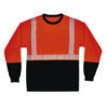 GloWear 8281BK Class 2 Long Sleeve Shirt with Black Bottom, Large Long, Orange