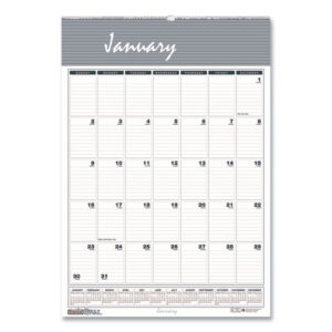 Bar Harbor Recycled Wirebound Monthly Wall Calendar, 22 x 31.25, White/Blue/Gray Sheets, 12-Month (Jan-Dec): 2025