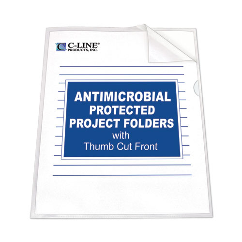 Antimicrobial Protected Poly Project Folders, Letter Size, Clear, 25/Box