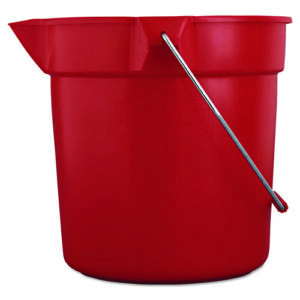 BRUTE Round Utility Pail, 10 qt, Plastic, Red, 10.5" dia