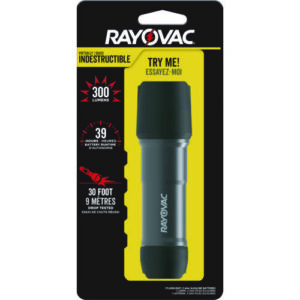 Virtually Indestructible LED Flashlight, 3 AAA Batteries (Included), Black
