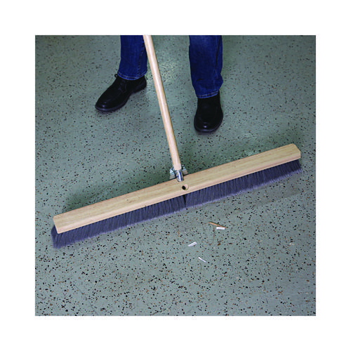 Floor Brush Head, 3" Gray Flagged Polypropylene Bristles, 36" Brush