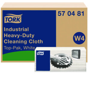 Industrial Heavy-Duty Cleaning Cloth, 1-Ply, 13.97 x, 4.25, Unscented, White, 60 Cloths, 4/Carton