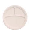 Compostable Molded Fiber Dinnerware, ProPlanet Seal, 3-Compartment Plate, 10.2" dia, Natural, 500/Carton