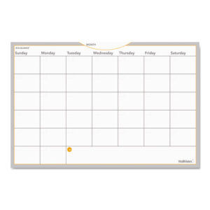 WallMates Self-Adhesive Dry Erase Monthly Planning Surfaces, 36 x 24, White/Gray/Orange Sheets, Undated