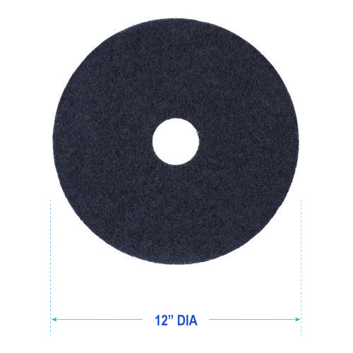 Stripping Floor Pads, 12" Diameter, Black, 5/Carton