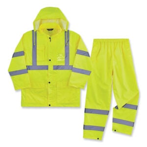 GloWear 8376K Lightweight HV Rain Suit, X-Large, Lime