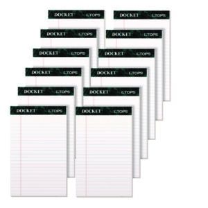 Docket Ruled Perforated Pads, Narrow Rule, 50 White 5 x 8 Sheets, 12/Pack