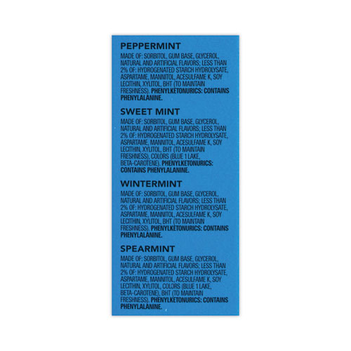 Sugar-Free Chewing Gum Variety Box, Four Mint Flavors, 14 Pieces/Pack, 18 Packs/Carton