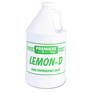 Lemon-D Dishwashing Liquid, Lemon, 1 gal, Bottle, 4/Carton