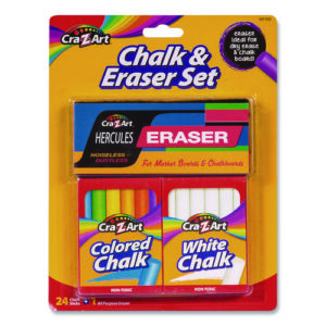 Chalk and Eraser Set, (12) White/(12) Assorted