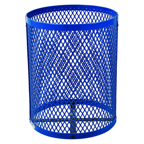 Outdoor Diamond Steel Trash Can, 36 gal, Dome Lid, Blue