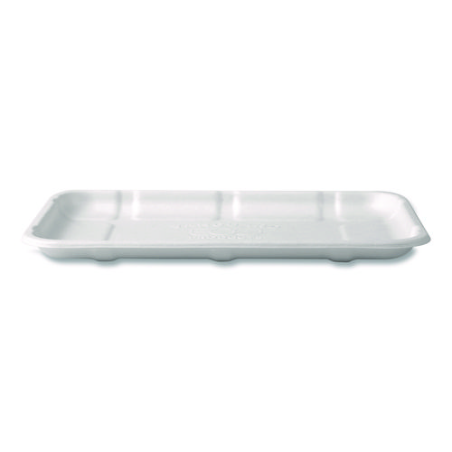 Meat and Produce Food Trays, 8.5 x 6.2 x 0.5, White, Sugarcane Fiber, 400/Carton