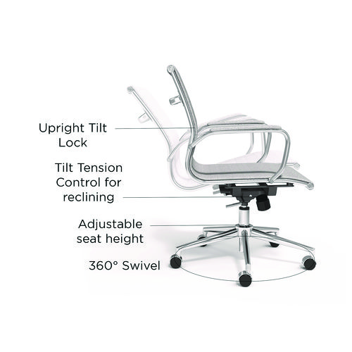Siskin Fabric Managers Chair, Supports Up to 275 lb, 16.93 to 20.67 Seat Height, Gray Seat, Gray Back, Chrome Base