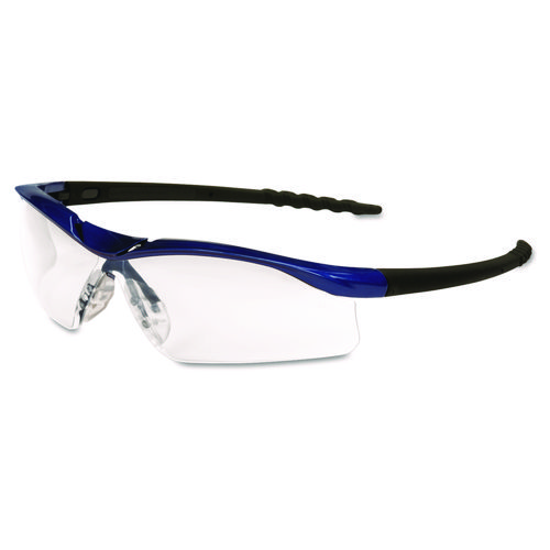 Dallas Wraparound Safety Glasses, Metallic Blue Frame, Clear Anti-Fog Lens