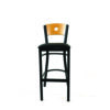 Circle Series Barstool, Supports Up to 300 lb, 28.5" Seat Height, Black Seat, Natural Back, Black Base