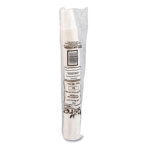 Paper Water Cups, 3 oz, White, 100/Bag, 50 Bags/Carton