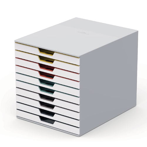 DURABLE VARICOLOR MIX 10 Drawer Desktop Storage Box, White/Multicolor