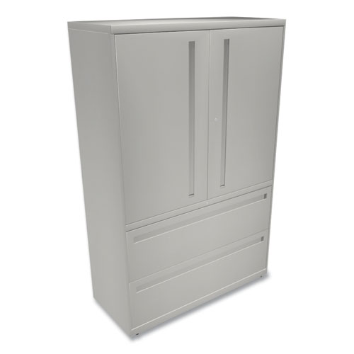 Brigade 700 Series Lateral File, Three-Shelf Enclosed Storage, 2 Legal/Letter-Size File Drawers, Gray, 42" x 18" x 64.25"