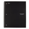 Wirebound Notebook, 1-Subject, Medium/College Rule, Black Cover, (100) 11 x 8.5 Sheets