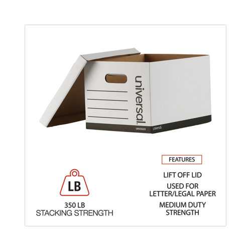 Basic-Duty Economy Record Storage Boxes, Letter/Legal Files, 12" x 15" x 10", White, 10/Carton