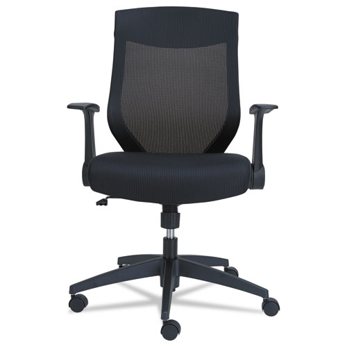 Alera EB-K Series Synchro Mid-Back Flip-Arm Mesh Chair, Supports Up to 275 lb, 18.5" to 22.04" Seat Height, Black