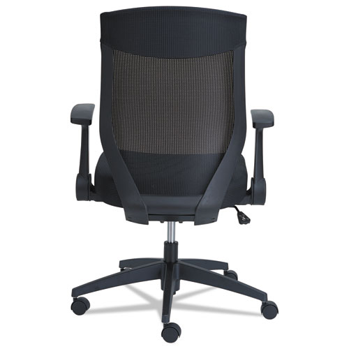 Alera EB-K Series Synchro Mid-Back Flip-Arm Mesh Chair, Supports Up to 275 lb, 18.5" to 22.04" Seat Height, Black