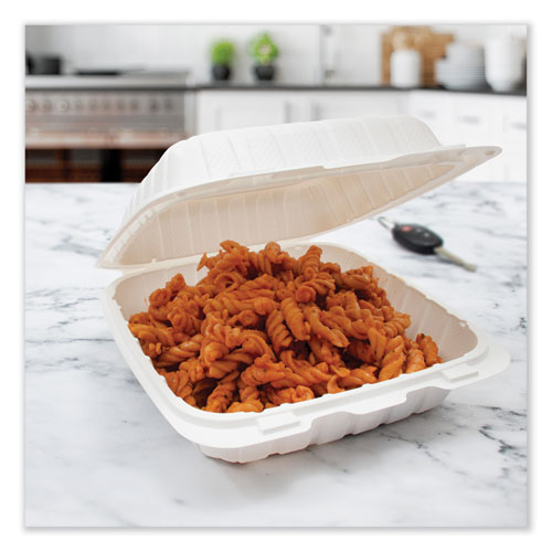 Hinged Lid Containers, 8.25 x 8 x 3, White, Plastic, 150/Carton