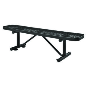 Expanded Steel Flat Bench, 72" x 14.5" x 18", Black Seat, Black Base