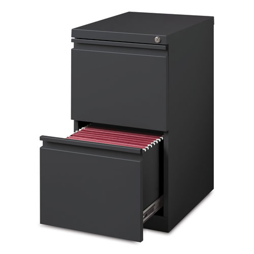 Full-Width Pull 20 Deep Mobile Pedestal File, 2-Drawer: File/File, Letter, Charcoal, 15 x 19.88 x 27.75