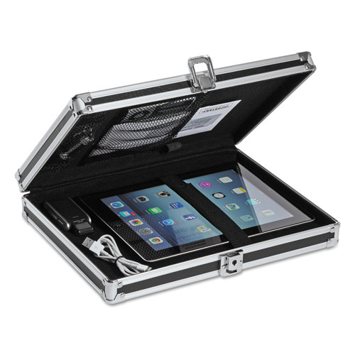 Locking Storage Clipboard, 0.38" Clip Capacity, Holds 8.5 x 11 Sheets, Black/Chrome