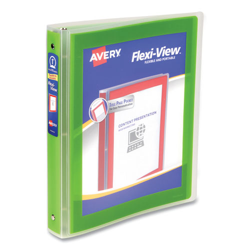 Avery&reg; Flexi-View 3 Ring Binder, 1 Inch Round Rings, 1 Chartreuse Green Binder