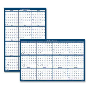 Recycled Poster Style Reversible/Erasable Yearly Wall Calendar, 66 x 33, White/Blue/Gray Sheets, 12-Month (Jan to Dec): 2025