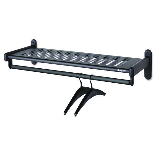 Metal Wall Shelf Rack, Powder Coated Textured Steel, 36w x 14.5d x 6h, Black