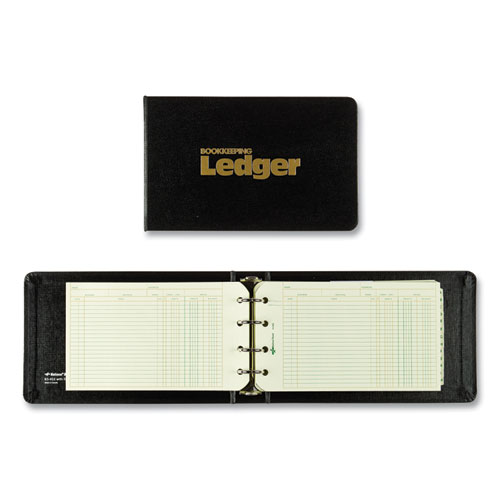 Four-Ring Ledger Binder Kit with A-Z Index, Black Cover, 8.5 x 5 Debit-Credit-Balance Sheets, 100 Sheets/Book