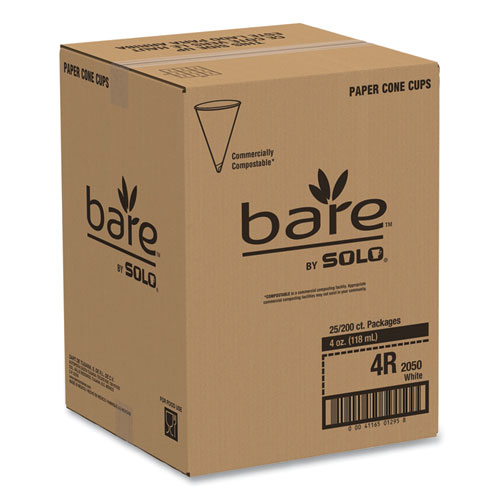 Cone Water Cups, Chipboard Box Inner Packaging, 4 oz, Paper, White, 200/Bag, 25 Bags/Carton