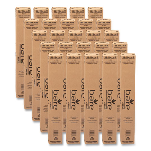 Cone Water Cups, Chipboard Box Inner Packaging, 4 oz, Paper, White, 200/Bag, 25 Bags/Carton