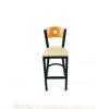 Circle Series Barstool, Supports Up to 300 lb, 28.5" Seat Height, Taupe Seat, Natural Back, Black Base