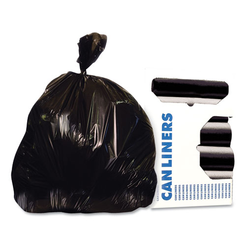 Reprocessed Resin Can Liners, 45 gal, 1.2 mil, 40" x 46", Black, 100/Carton