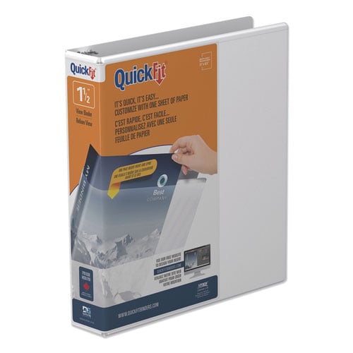 QuickFit Round-Ring View Binder, 3 Rings, 1.5" Capacity, 11 x 8.5, White