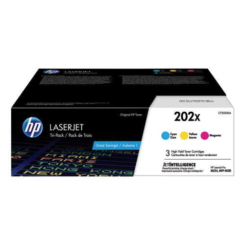 HP 202X (CF500XM) Original High Yield Laser Toner Cartridge - Multi-pack - Cyan, Magenta, Yellow - 3.0 / Carton