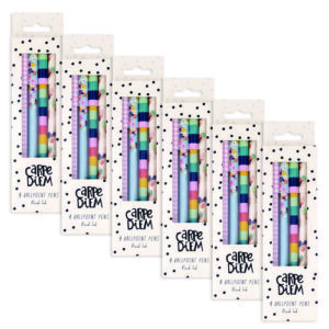 Carpe Diem Ballpoint Pen, Stick, Medium 0.7 mm, Black Ink, Assorted Ditzy Floral Barrel Patterns 4 Pens/Pack, 6 Packs/Box