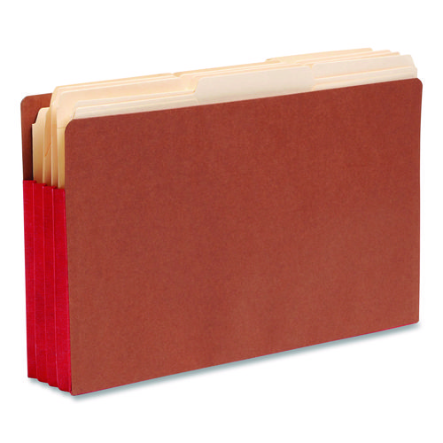 Redrope Drop-Front End Tab File Pockets, Fully Lined 6.5" High Gussets, 3.5" Expansion, Legal Size, Redrope/Red, 10/Box
