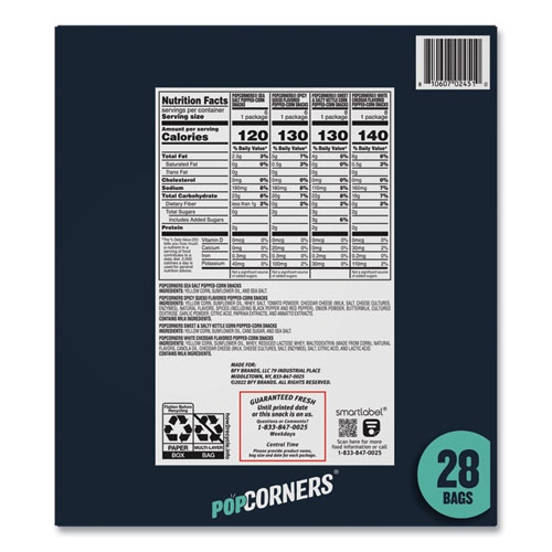 Popped Corn Chips Snacks Variety Pack, Assorted Flavors, 1 oz Bag, 28/Pack
