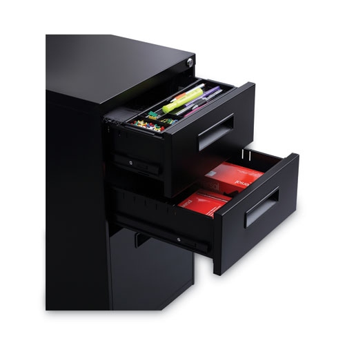 File Pedestal, Left or Right, 3-Drawers: Box/Box/File, Legal/Letter, Black, 14.96" x 19.29" x 27.75"