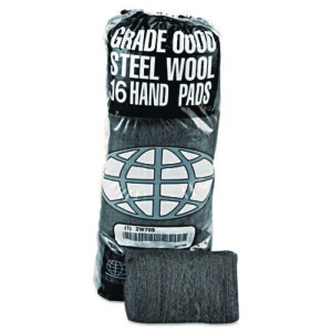 Industrial-Quality Steel Wool Hand Pad, #2 Medium Coarse, Steel Gray, 16/Pack, 12 Packs/Carton