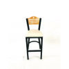 Eagle Series Barstool, Supports Up to 300 lb, 28.5" Seat Height, Cream Seat, Natural Back, Black Base