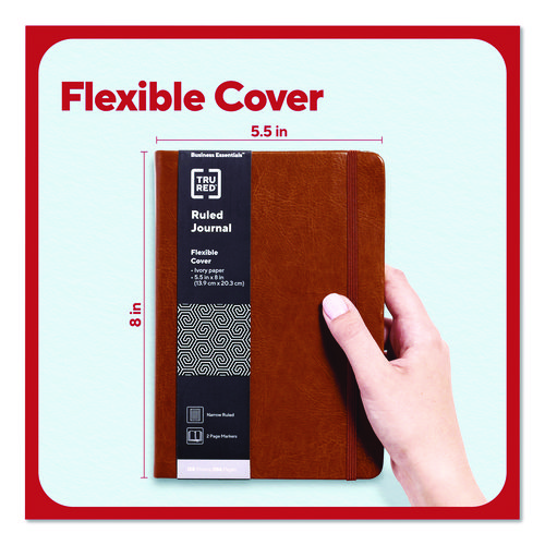 Flexible-Cover Business Journal, Elastic Closure, 1-Subject, Narrow Rule, Cognac Cover, (128) 8 x 5.5 Sheets